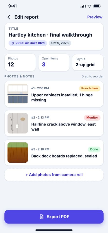 SnapReport screen 2